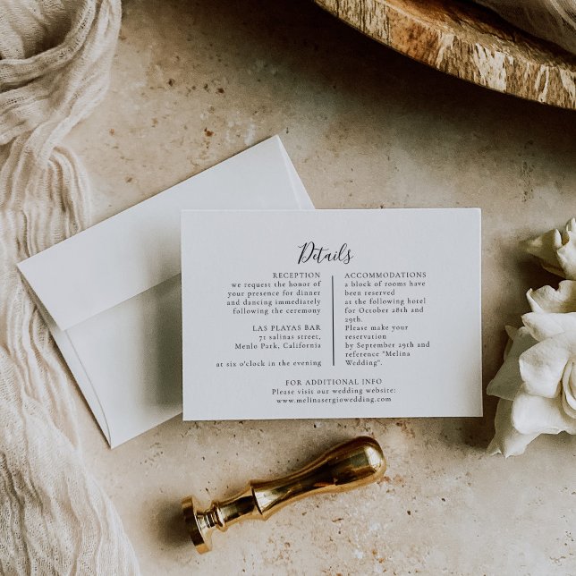 Tarjeta De Recepción Detalles del elegante Boda de caligrafía Minimalis (Subido por el creador)
