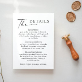 Tarjeta De Recepción Detalles del elegante Boda de caligrafía Minimalis