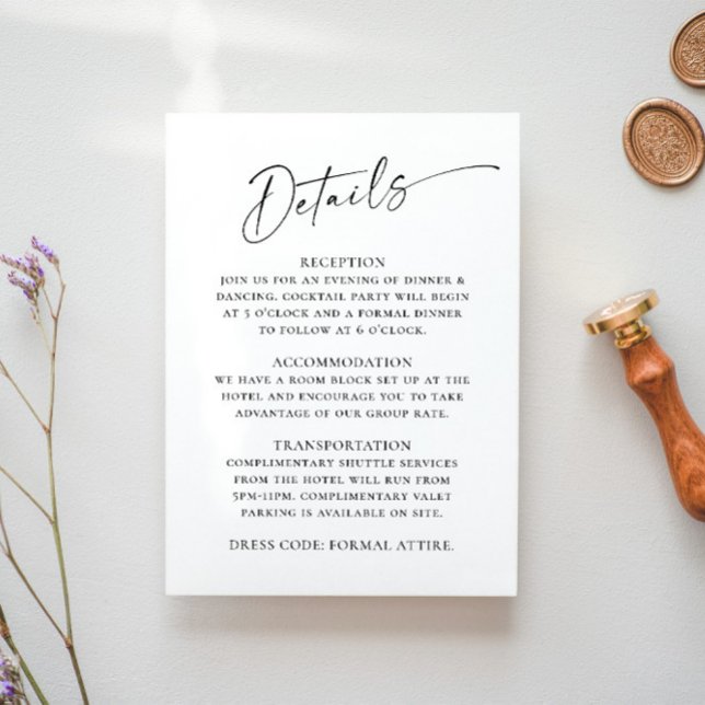 Tarjeta De Recepción Detalles del elegante Boda de caligrafía Minimalis (Subido por el creador)