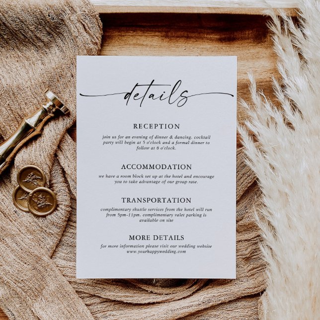 Tarjeta De Recepción Detalles del elegante Boda de caligrafía Minimalis (Subido por el creador)