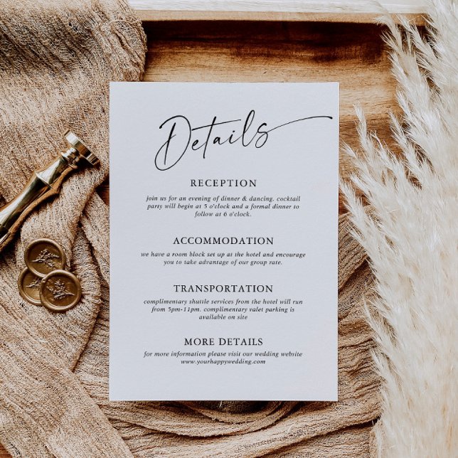 Tarjeta De Recepción Detalles del elegante Boda de caligrafía Minimalis (Subido por el creador)