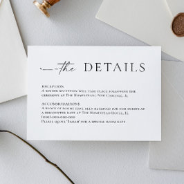 Tarjeta De Recepción Detalles del elegante Boda de caligrafía Minimalis
