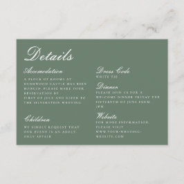 Tarjeta De Recepción Detalles del elegante Boda de caligrafía verde sab