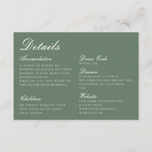Tarjeta De Recepción Detalles del elegante Boda de caligrafía verde sab