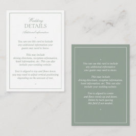 Tarjeta De Recepción Detalles del elegante Boda de caligrafía verde sab