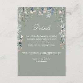 Tarjeta De Recepción Detalles del elegante Boda de cascada floral Sage 