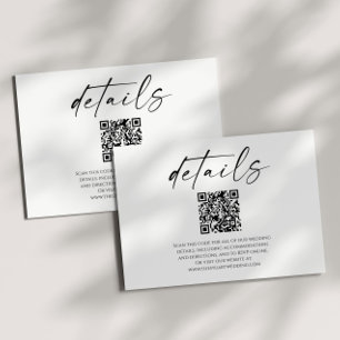 Tarjeta De Recepción Detalles del elegante Boda de código QR blanco neg