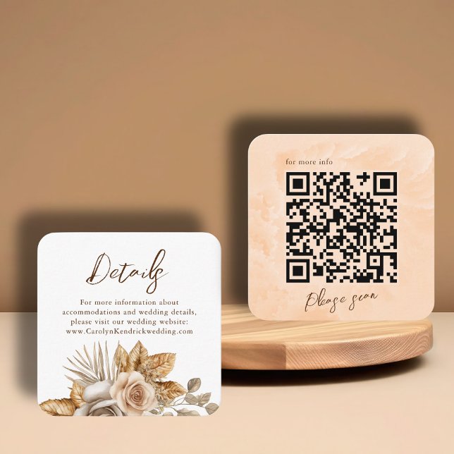 Tarjeta De Recepción Detalles del elegante Boda de código QR de acento  (Subido por el creador)