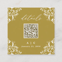 Tarjeta De Recepción Detalles del elegante Boda de código QR Gold