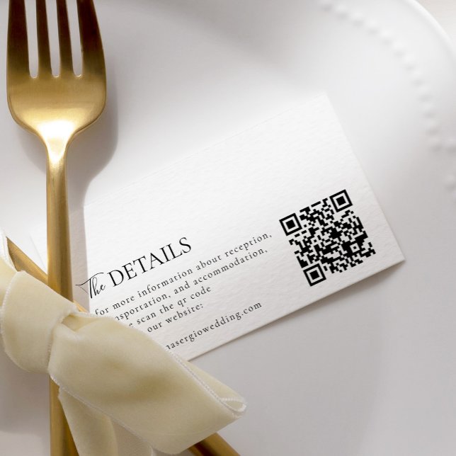 Tarjeta De Recepción Detalles del elegante Boda de código Qr Minimalist (Subido por el creador)