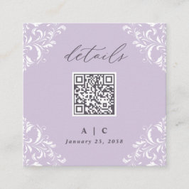 Tarjeta De Recepción Detalles del elegante Boda de código QR púrpura de
