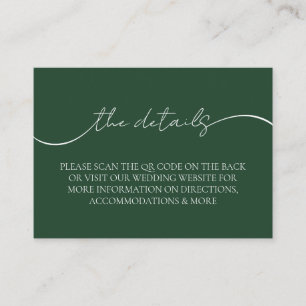 Tarjeta De Recepción Detalles del elegante Boda de código QR verde esme