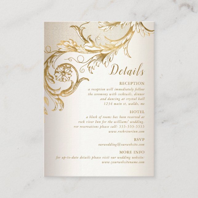 Tarjeta De Recepción Detalles del elegante Boda de escritura floral de  (Anverso)