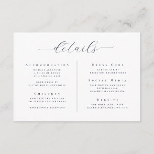 Tarjeta De Recepción Detalles del elegante Boda de escritura Minimalist