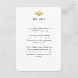 Tarjeta De Recepción Detalles del elegante Boda de flores Gold Lotus