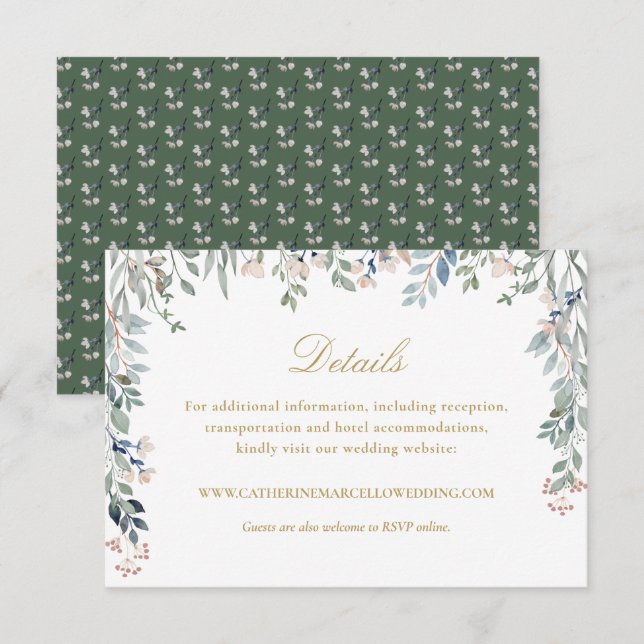 Tarjeta De Recepción Detalles del elegante Boda de flores silvestres do (Anverso / Reverso)