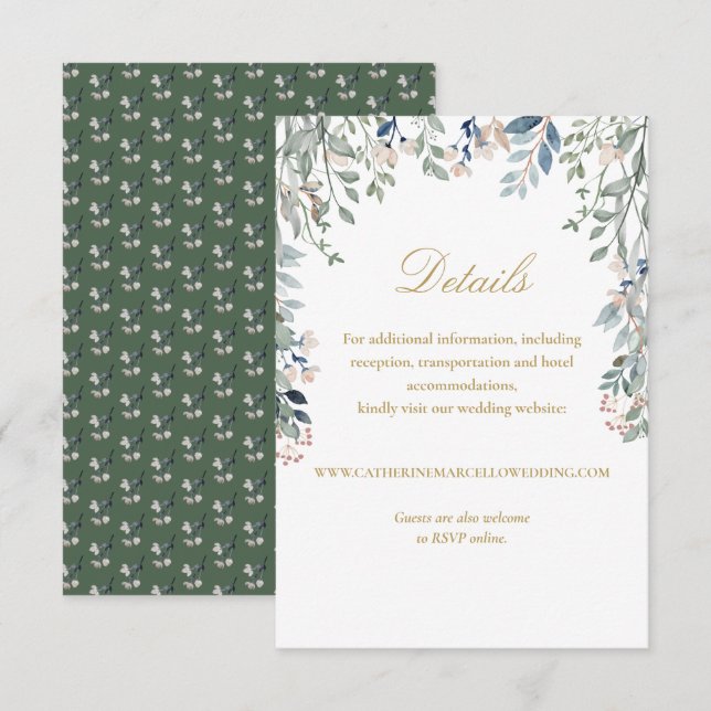 Tarjeta De Recepción Detalles del elegante Boda de flores silvestres do (Anverso / Reverso)