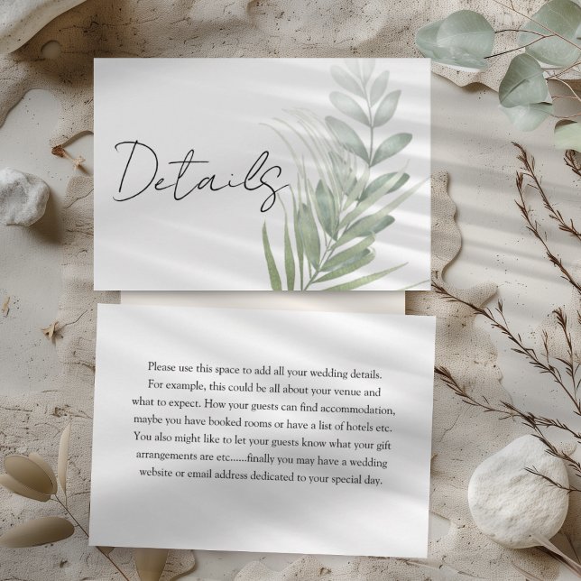 Tarjeta De Recepción Detalles del elegante Boda de follaje tropical (Subido por el creador)