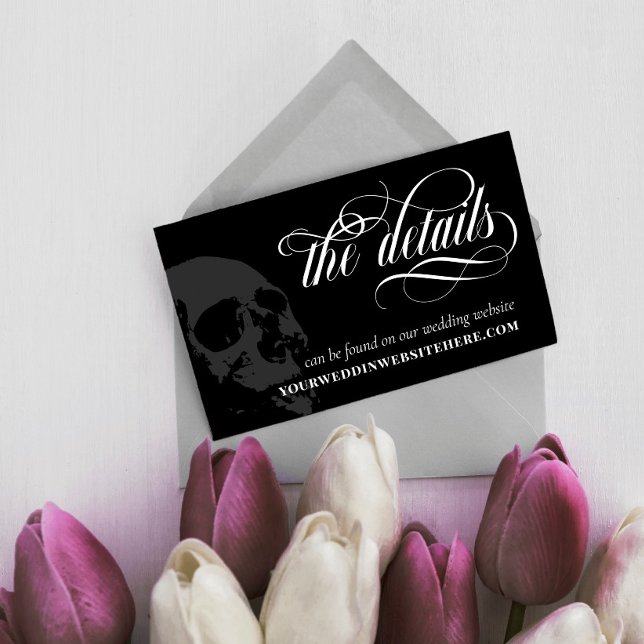 Tarjeta De Recepción Detalles del elegante Boda de Gótico oscuro Skull (Subido por el creador)
