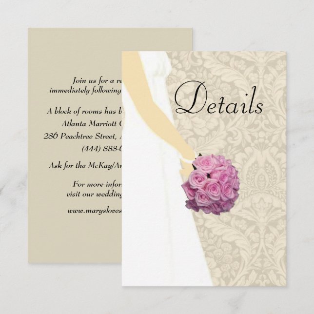 Tarjeta De Recepción Detalles del elegante Boda de la boda (Anverso / Reverso)