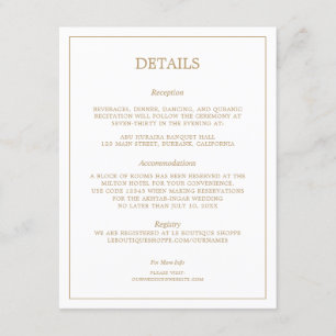 Tarjeta De Recepción Detalles del elegante Boda de oro Minimalista de l