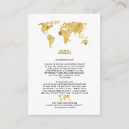 Tarjeta De Recepción Detalles del elegante Boda del Mapa Mundial de Oro