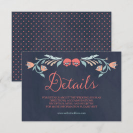 Tarjeta De Recepción Detalles del elegante Boda floral de pizarra azul