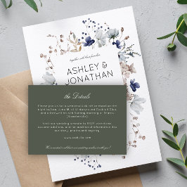 Tarjeta De Recepción Detalles del elegante Boda rústico moderno de flor