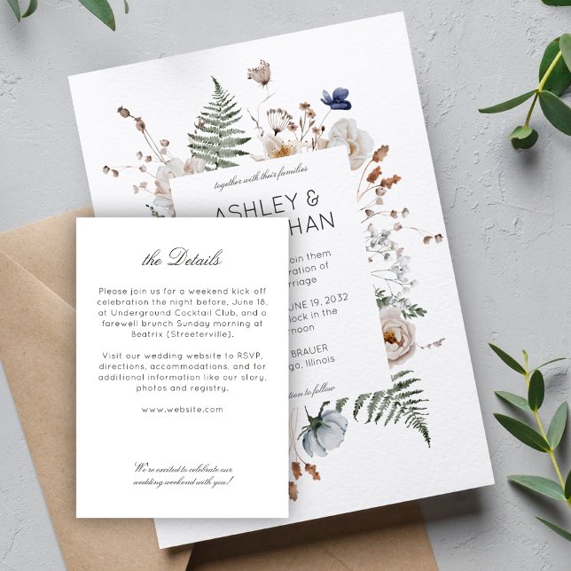 Tarjeta De Recepción Detalles del elegante Boda rústico moderno de flor (Subido por el creador)