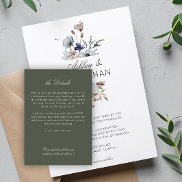 Tarjeta De Recepción Detalles del elegante Boda rústico moderno de flor