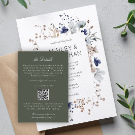 Tarjeta De Recepción Detalles del elegante Boda rústico moderno de flor