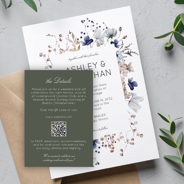 Tarjeta De Recepción Detalles del elegante Boda rústico moderno de flor (Subido por el creador)