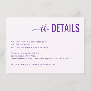 Tarjeta De Recepción Detalles del Elegante Evento Púrpura