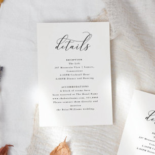 Tarjeta De Recepción Detalles del elegante guión de Boda editable Minim