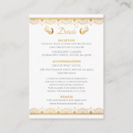 Tarjeta De Recepción Detalles del elegante patrón oro del Boda indio
