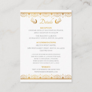 Tarjeta De Recepción Detalles del elegante patrón oro del Boda indio