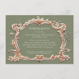 Tarjeta De Recepción Detalles del elegante sabio Art Nouveau y del Boda