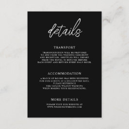Tarjeta De Recepción Detalles del estilo contemporáneo del guión negro