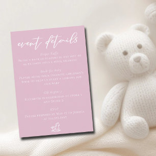 Tarjeta De Recepción Detalles del Evento de Baby Shower Rosa Lindo