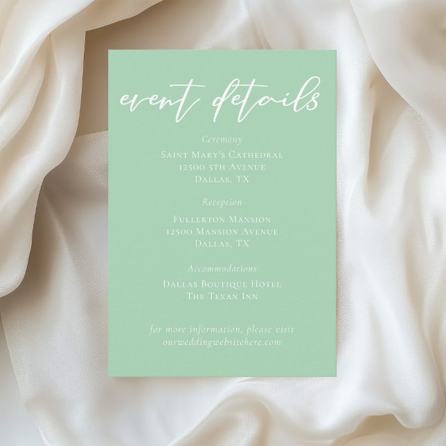 Tarjeta De Recepción Detalles del evento de Boda de escritura blanca su (Subido por el creador)