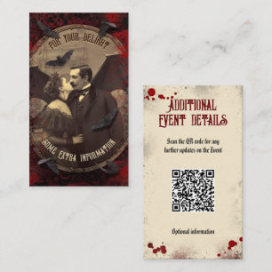Tarjeta De Recepción Detalles del evento del código QR Halloween Románt