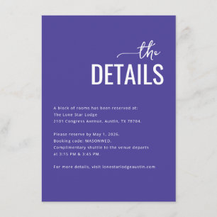 Tarjeta De Recepción Detalles del Evento Elegante Púrpura