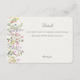 Tarjeta De Recepción Detalles del evento Floral Wildflower Boho Inserta