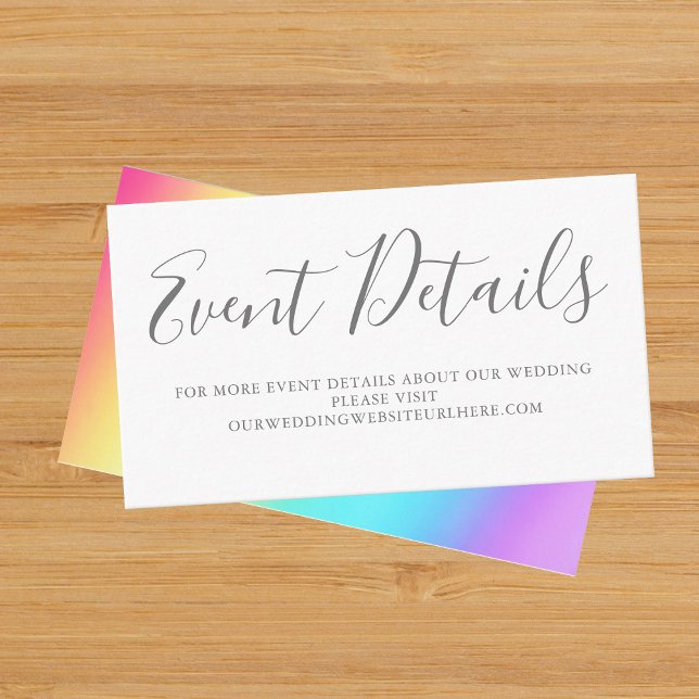 Tarjeta De Recepción Detalles del evento LGBT simple Boda gay arcoiris  (Subido por el creador)