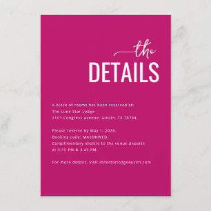 Tarjeta De Recepción Detalles del Evento Magenta Elegante