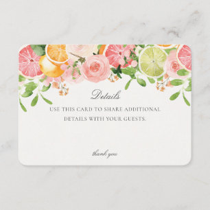 Tarjeta De Recepción Detalles del evento Pastel Citrus Floral Cutie Ins