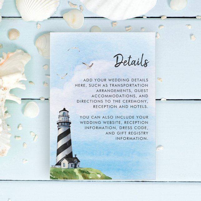 Tarjeta De Recepción Detalles del faro acuático moderno Boda (Subido por el creador)