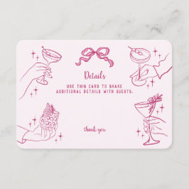 Tarjeta De Recepción Detalles del Fiesta de cócteles Rosa Retro Inserta