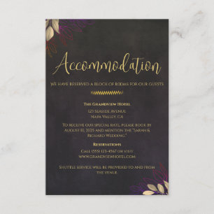 Tarjeta De Recepción Detalles del fin de semana de boda de terciopelo n