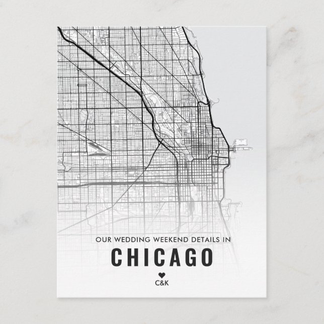 Tarjeta De Recepción Detalles del fin de semana del Boda de Chicago (Anverso)